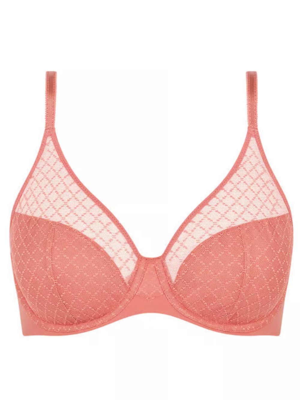 Chantelle NWT Norah Bra 34 E Coral Lace Underwire Lingerie